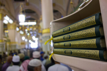 The Shot of Pilgrims inside the Masjid al Nabawi including the Beautiful interior works