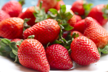 Closeup of a bunch of fresh strawberries
