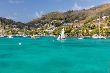 Saint Vincent and the Grenadines, Sailing dinghies in Admiralty Bay, Bequia