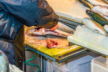 Men Cutting Fish, Dimotiki Agora Market, Athens