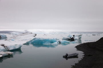 Icebergs of the Jökulsárlón glacier. Iceland