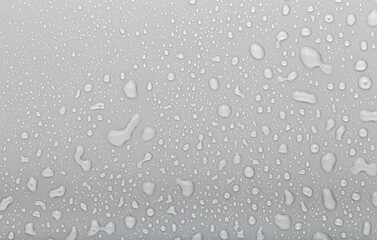 Drops of water on a color background. Grey
