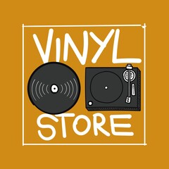 vinyl record store vintage music turntable
