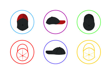 Colorful Caps Icon Set