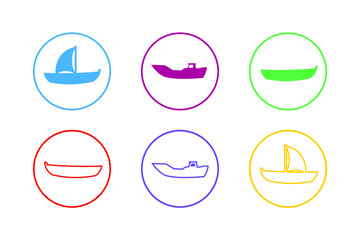 Colorful Boat Icon Set