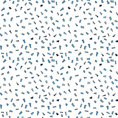 Watercolor hand drawn sketch illustration seamless pattern background with blue confetti isolated on white