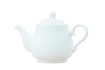 White ceramic teapot isolated