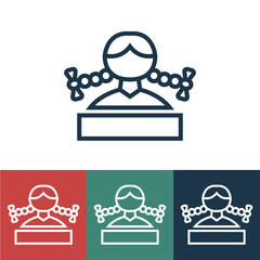 Linear vector icon with schoolgirl