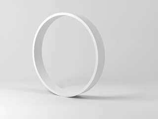 Blank white circle in an empty studio, 3d render