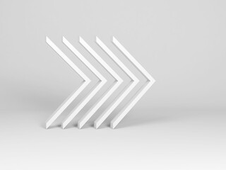 Corners installation in an empty white studio. 3d