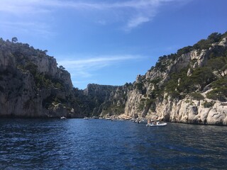 Naklejka premium South of France, Mediterranean Sea, Marseille, Calanques, a rugged coastal area interspersed with small fjord-like inlets