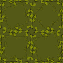 Vector seamless pattern texture, three color black white olive colors floral ornament for background design, paper, textile, ceramic tiles, scarf, hijab