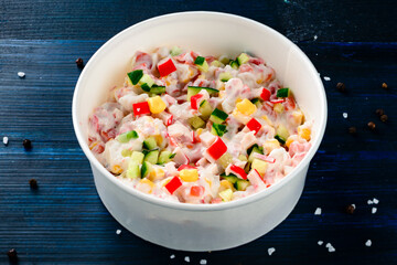 Salad with crab meat and corn