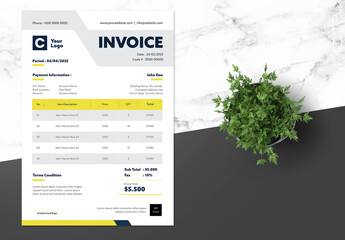 Clean Invoice Design with Yellow Accents