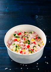 Salad with crab meat and corn