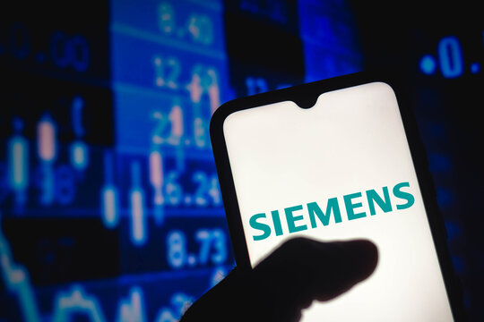 April 27, 2021, Brazil. In this photo illustration the Siemens Aktiengesellschaft logo seen displayed on a smartphone screen.