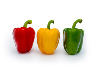 Obraz na płótnie Canvas red, yellow and green peppers isolated on white