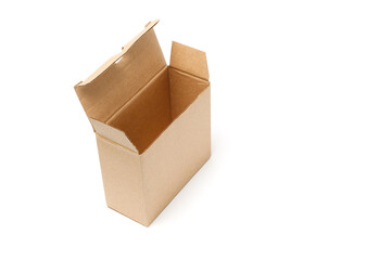 brown covered cardboard box on a white background