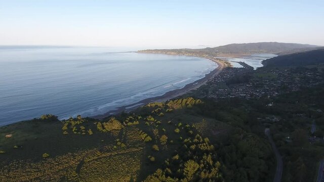 Stinson Beach View from Inland Forest Calm Monring California Drone Aerial View