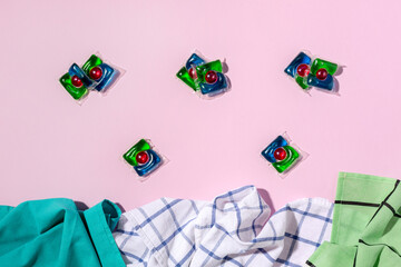 Laundry capsules and towels.