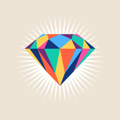 Multicolored shiny diamond icon