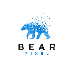 vecor illustration bear pixelat style