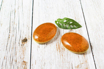 Handmade natural soap., Herbal soap., Natural handmade glycerin soap with herbs.