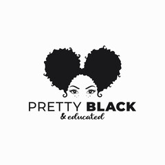 Black woman with afro ponytail hairstyle logo. - 430471890