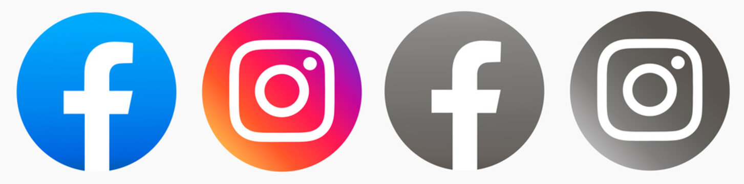 facebook,  instagram vector circle set gray
