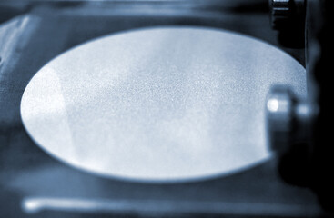 Metal powder in 3D metal printer close-up. Desktop Laser sintering machine