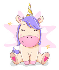 Cute unicorn. Magic unicorn cartoon character