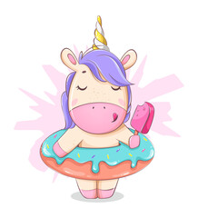 Cute unicorn. Magic unicorn cartoon character