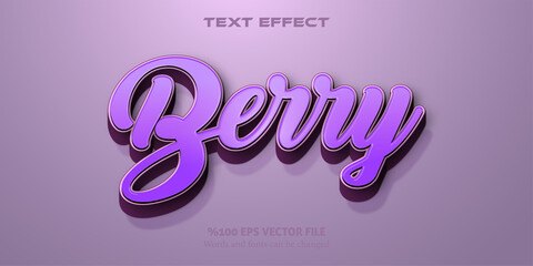 A fancy editable text with soft pink touch, cartoon style editable text effect : Berry
