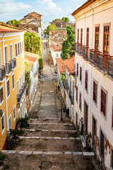 Rua do Giz - Centro histórico de São Luis, MA. Foto vertical.   - obrazy, fototapety, plakaty