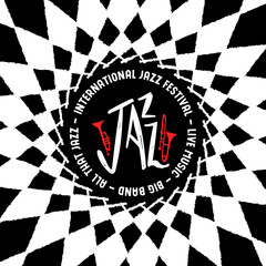 Jazz festival geometric trumpet doodle poster