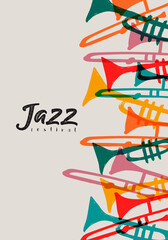 Jazz festival trumpet instrument doodle poster