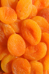 a lot of dried apricots close-up