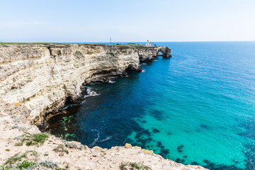 Rocky coast of the Tarkhankut peninsula - the westernmost part of Crimea