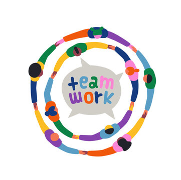 Teamwork diverse people friend circle round