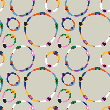 Diverse people round circle seamless pattern