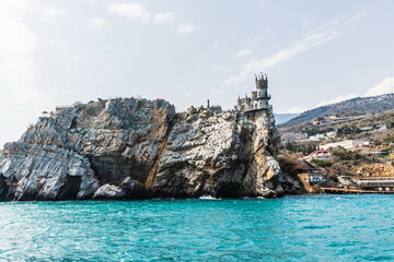 Yalta coast, Crimea, where the famous Swallow's Nest castle is located on the Aurora rock