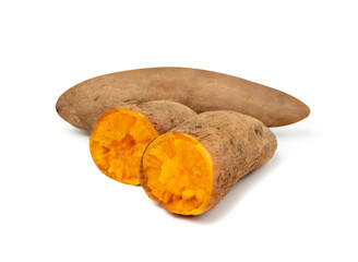 Cooked sweet potato isolated. Steamed sweetpotato, boiled batata