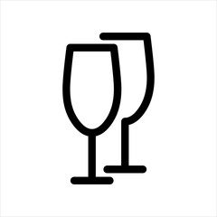 Brittle or packaging glass symbol for print and design. Wine glasses line icon. Vector illustration.