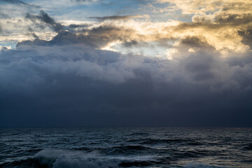 Rain clouds over the Pacific Ocean during a winter storm near Depoe Bay Oregon