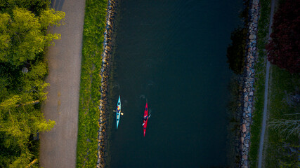 Sunset over canal in a park in Stockholm Sweden. High quality photo