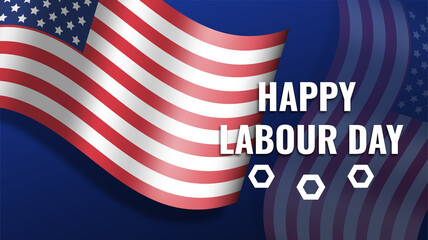 Happy labor labour day holiday celebration banner card with american united states national flag  background, vector illustration. 1 may day  
