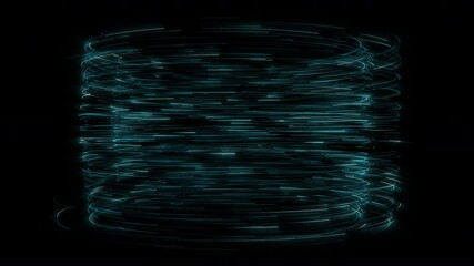 Small particle effect line curve spin around center form cylinder shape hologram concept with 3d rendering include alpha path. - Powered by Adobe