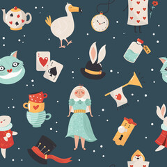 Seamless pattern with symbols from Alice in Wonderland © danceyourlife