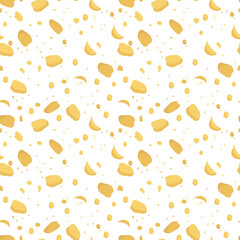 Seamless pattern with yellow circles, pieces or stains from cheese. Abstract print for textiles, paper and other designs