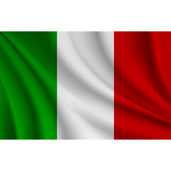 Realistic tricolor flag. green, white and red falg. Italian flag